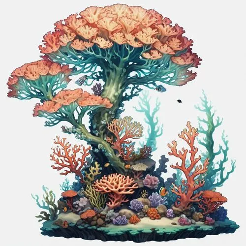 2d side sprite of a anime colored spooky coral reef, transparent background,a large orange coral reef under a white background,bubblegum coral,coral reef,coral guardian,soft corals,feather coral,coral