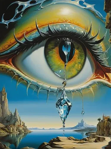 cosmic eye,third eye,klarwein,surrealism,eyedrops,cataract,surrealist,visionaire,precognition,eyeful,surrealistic,eye ball,eyedropper,mirror of souls,cataracts,all seeing eye,imaginacion,the eyes of god,psytrance,waterdrop,Art,Artistic Painting,Artistic Painting 20