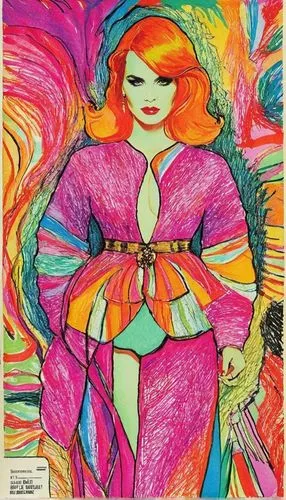 Cover page of the magazine "Elegance" - colorful felt-tip pen scribble.,maureen o'hara - female,flamenca,popart,coloring for adults,endora,helgenberger,color pencils,color pencil,pop art woman,colorfu