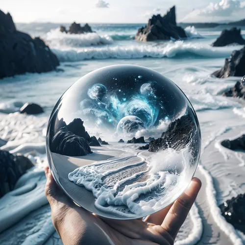 crystal ball-photography,crystal ball,crystalball,glass sphere,lensball,snow globes,glass orb,waterglobe,frozen bubble,ice bubble,glass ball,fushigi,snowglobes,frozen soap bubble,snow globe,ocean background,soap bubble,blue planet,photo manipulation,earth in focus