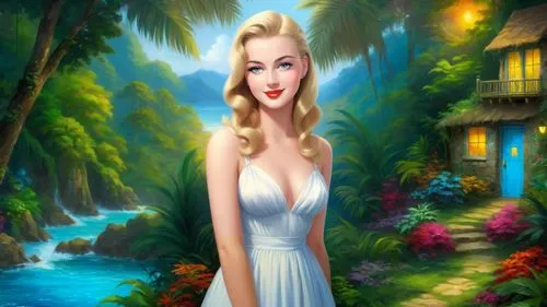 fantasy picture,the blonde in the river,marilyn monroe,marylyn monroe - female,mermaid background,connie stevens - female,marylin monroe,fantasy art,tropico,mamie van doren,fantasy woman,marilynne,world digital painting,fairy tale character,blonde woman,faires,landscape background,tinkerbell,aphrodite,love background