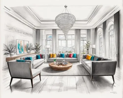 penthouses,breakfast room,dining room,interior decoration,luxury home interior,claridges,blythswood,renderings,lounges,3d rendering,petrossian,art deco,banquette,interior design,interior decor,hotel lobby,cochere,gleneagles hotel,andaz,contemporary decor,Illustration,Black and White,Black and White 30