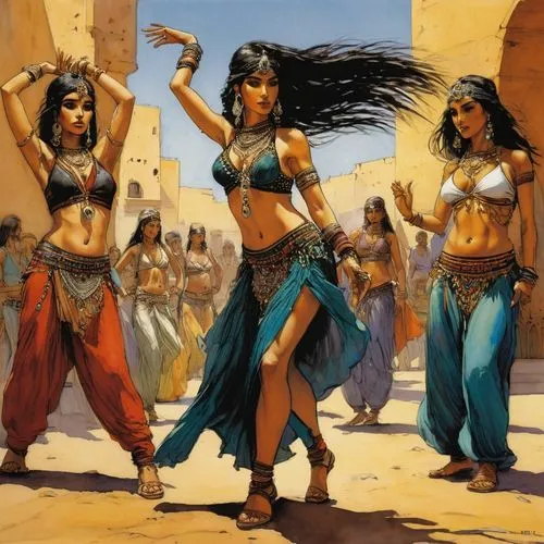 belly dance,cleopatra,orientalism,ethnic dancer,rem in arabian nights,aladha,pyrrhula,radha,ancient egypt,dancers,ancient egyptian,karnak,argan,tantra,afar tribe,female warrior,khenti,arabian,bollywood,egyptian,Illustration,Realistic Fantasy,Realistic Fantasy 06