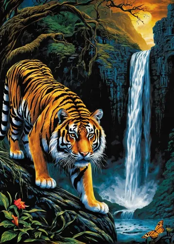 a tiger,tigers,bengal tiger,sumatran tiger,asian tiger,tiger,tiger png,bengal,bengalenuhu,tiger cat,sumatran,tigerle,siberian tiger,tiger cub,felidae,amurtiger,royal tiger,chestnut tiger,type royal tiger,sumatra,Illustration,Realistic Fantasy,Realistic Fantasy 46