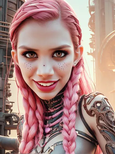 valerian,cyborg,streampunk,violet head elf,fallout4,pink dawn,cyberpunk,pink hair,massively multiplayer online role-playing game,pink beauty,callisto,cg artwork,2080ti graphics card,2080 graphics card