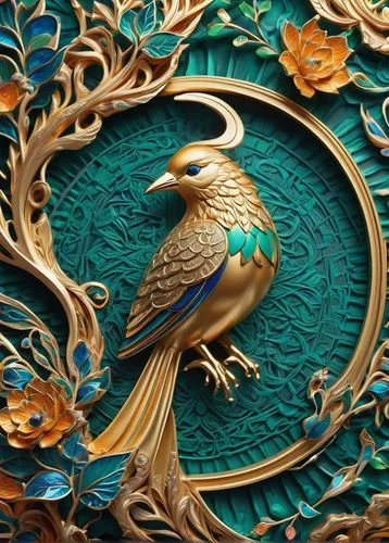 ornamental bird,an ornamental bird,russian imperial eagle,mongolian eagle,phoenixes,majolica,Art,Classical Oil Painting,Classical Oil Painting 01