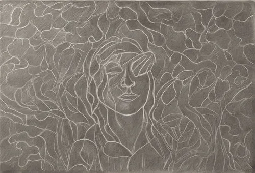 a drawing that looks like a woman's head with trees,mezzotints,charcoal drawing,drypoint,etching,mezzotint,silverpoint,Design Sketch,Design Sketch,Pencil