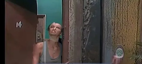 the woman is staring at herself through the mirror,chaves,simmone,urach,florinda,ghajini,luiza