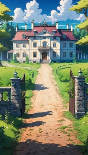 country estate,country house,dreamhouse,butka,shinbo,ghibli,Illustration,Japanese style,Japanese Style 03