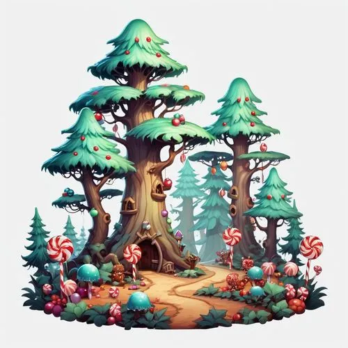 mushroom landscape,cartoon forest,mushroom island,fairy forest,spruce forest,forest background,Illustration,Abstract Fantasy,Abstract Fantasy 11