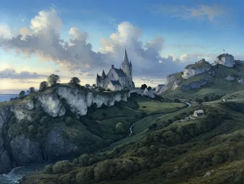 gondolin,tirith,beleriand,nargothrond,silmarillion,seregil,fantasy landscape,eyrie,rivendell,noldor,erebor,ithilien,thingol,citadels,dragonlance,riftwar,lyonesse,alfheim,mountain settlement,knight's castle,Art,Classical Oil Painting,Classical Oil Painting 13