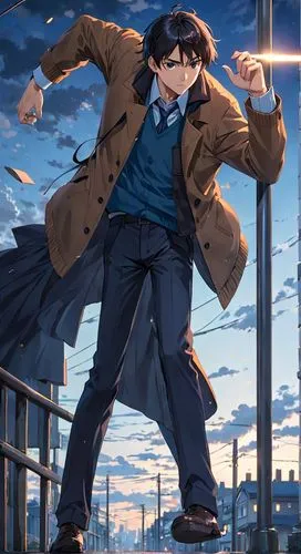 boy,an anime character standing on the ledge,detective conan,zenigata,johjima,salaryman,kaiji,heiji,Anime,Anime,Realistic