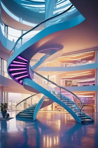 futuristic art museum,futuristic architecture,spiral staircase,innoventions,blavatnik,futuristic landscape,dna helix,winding staircase,spiral stairs,colorful spiral,escalators,spaceship interior,cruise ship,kaust,staircases,sky space concept,circular staircase,staircase,hypermodern,skywalks,Photography,General,Commercial