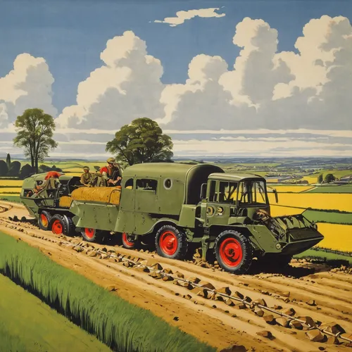 artillery tractor,m35 2½-ton cargo truck,tank wagons,haymaking,combine harvester,threshing,tractor,magirus,steyr 220,farm tractor,deutz,gaz-53,magirus-deutz,self-propelled artillery,tank truck,saurer-hess,agricultural machinery,agricultural machine,loyd carrier,tanker,Art,Classical Oil Painting,Classical Oil Painting 25