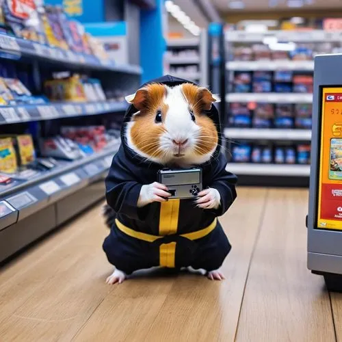 hamster buying,hamster shopping,guinea pig,convenience store,dogecoin,guineapig,supermarket chiller,vending machine,shopkeeper,grocery shopping,guinea pigs,vending machines,mobile payment,shopping icon,piggybank,minimarket,gerbil,cashier,hamster,cheese puffs,Photography,General,Realistic