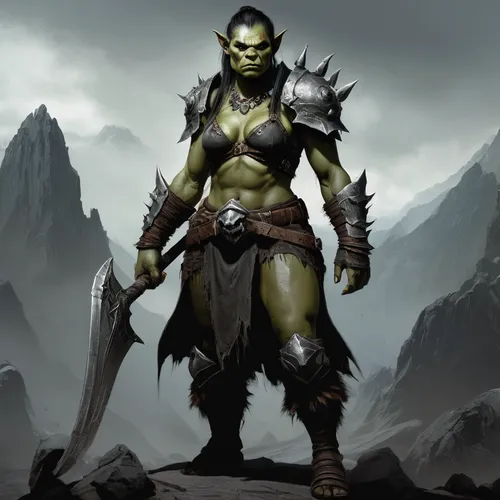 half orc,orc,warrior and orc,barbarian,avenger hulk hero,fantasy warrior,ogre,greyskull,dark elf,heroic fantasy,massively multiplayer online role-playing game,cleanup,warlord,dane axe,alien warrior,ork,grog,male character,female warrior,aaa,Conceptual Art,Fantasy,Fantasy 12