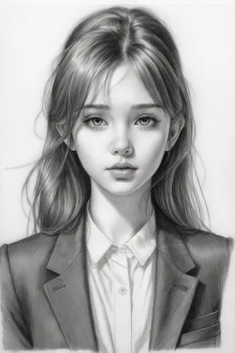 girl drawing,girl portrait,krita,graphite,girl in a long,illustrator,Illustration,Black and White,Black and White 30