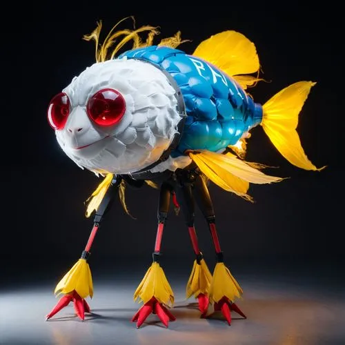 a blue and yellow fish is made out of paper,hydrelia,koropeckyj,patapon,aegaleo,shuttlecock,cockatiel,Photography,General,Realistic