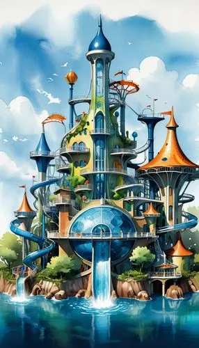 fantasy city,mushroom island,atlantica,floating islands,artificial islands,fantasy world,Unique,Design,Infographics