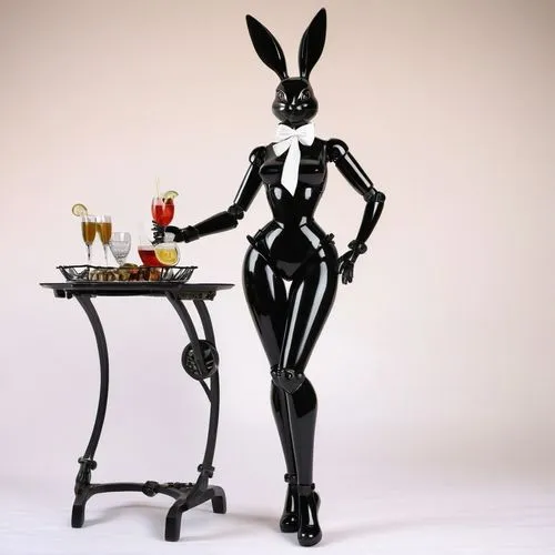 barmaid,barbot,animatronic,white rabbit,waiter,derivable,bartender,american snapshot'hare,anorexia,jack rabbit,easter bunny,cocktail,rubber doll,cabaret,sagmeister,easter brunch,alice in wonderland,cruet,lapine,objectification,Photography,Black and white photography,Black and White Photography 15