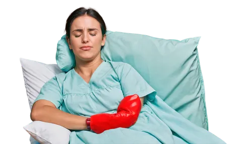 Sick emoji, pale green face, closed eyes, sweating droplets, thermometer in mouth, hospital gown, IV drip bag, medical mask, weak posture, leaning on pillow, dim lighting, soft focus, shallow depth of