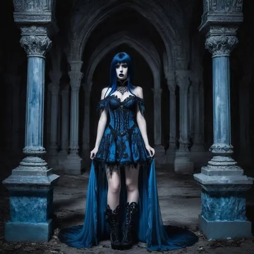 gothic woman,blue enchantress,gothic dress,gothic style,gothic portrait,gothic,Illustration,Realistic Fantasy,Realistic Fantasy 46