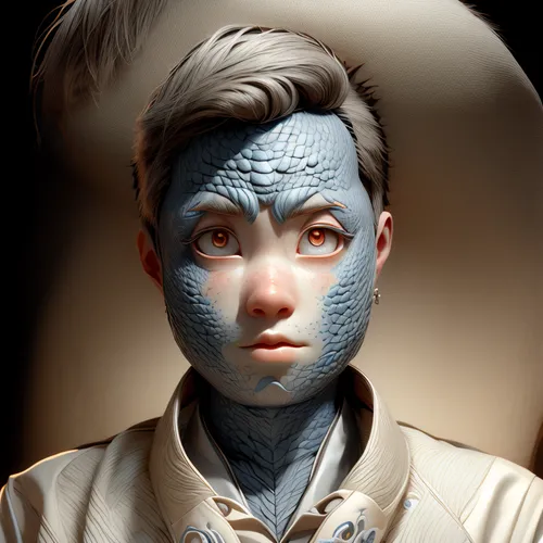 fantasy portrait,male elf,pierrot,cullen skink,avatar,cosmetic,blue bonnet,sculpt,newt,tilda,face paint,neottia nidus-avis,child portrait,retouch,suit of the snow maiden,custom portrait,color is changable in ps,painter doll,humanoid,elven