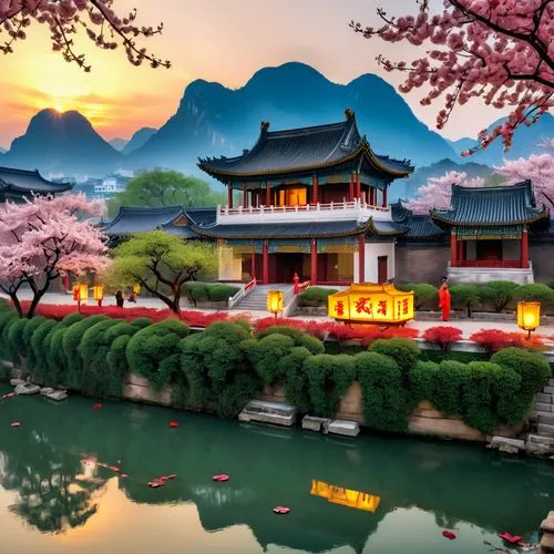 lijiang,guilin,asian architecture,suzhou,oriental,yangshao,yangshuo,shaoming,yunnan,south korea,hushan,qingcheng,lianjiang,qingming,shannxi,beautiful landscape,xiangshan,guizhou,beautiful japan,huangshan,Unique,Design,Sticker