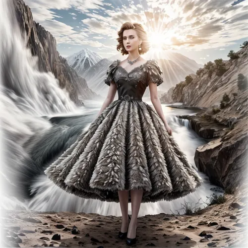 grace kelly,the blonde in the river,photo manipulation,celtic queen,hoopskirt,digital compositing,image manipulation,world digital painting,sound of music,maureen o'hara - female,eva saint marie-hollywood,fantasy picture,photomanipulation,ingrid bergman,photoshop manipulation,overskirt,vintage dress,girl on the river,photomontage,retro 1950's clip art