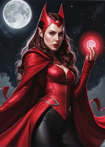 scarlet witch,darth talon,red riding hood,vampire woman,vampire lady,huntress,red lantern,sorceress,devil,evil woman,vampira,blood moon,little red riding hood,red cape,queen of hearts,fantasy woman,red super hero,the enchantress,red,catwoman,Illustration,Realistic Fantasy,Realistic Fantasy 07