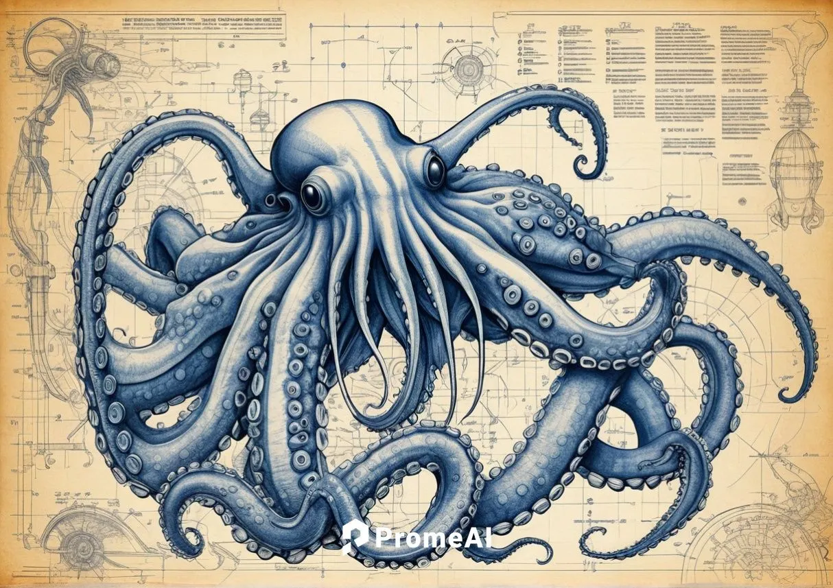 深海章魚怪設計圖,章魚怪設計圖001,azathoth,kraken,octopus,lovecraftian,illithid,cephalopod,Unique,Design,Blueprint