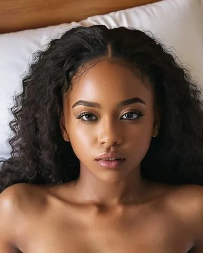 an image of a beautiful woman laying in bed,thahane,beautiful african american women,mahdawi,ethiopian girl,dreamgirl,beautiful young woman