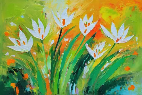 easter lilies,madonna lily,lilies of the valley,palm lilies,flower painting,orange tulips,lilies,lillies,wild tulips,strelitzia orchids,orange lily,day lily,torch lilies,grass lily,strelitzia,daylilies,orange blossom,lilly of the valley,pond flower,tropical bloom,Conceptual Art,Oil color,Oil Color 20