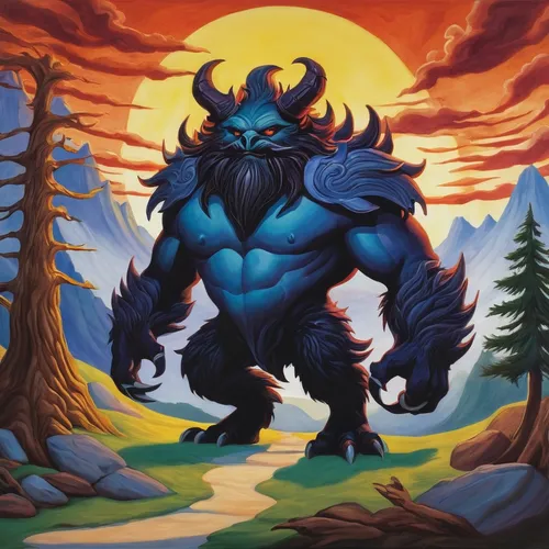 minotaur,northrend,skylander giants,dane axe,blue monster,argus,krampus,druid,skogar,skordalia,druid stone,druid grove,wolfman,khokhloma painting,gigantic,devilwood,black dragon,dwarf sundheim,wall,skylanders,Art,Artistic Painting,Artistic Painting 21