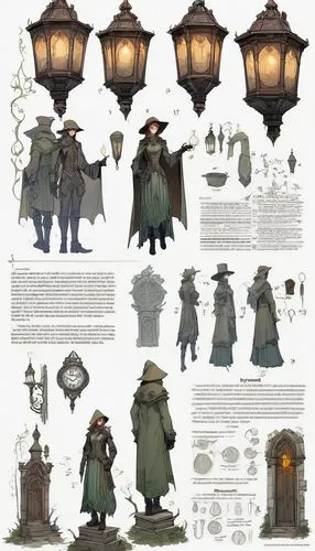 gas lamp,lamplighters,collodi,townsfolk,lamplighter,baskervilles,cauldrons,gaslight,schierstein,lechuck,witchfinder,alchemists,dickensian,street lantern,discworld,witches' hats,lamplight,sherlock holmes,innsmouth,sleuths,Unique,Design,Character Design