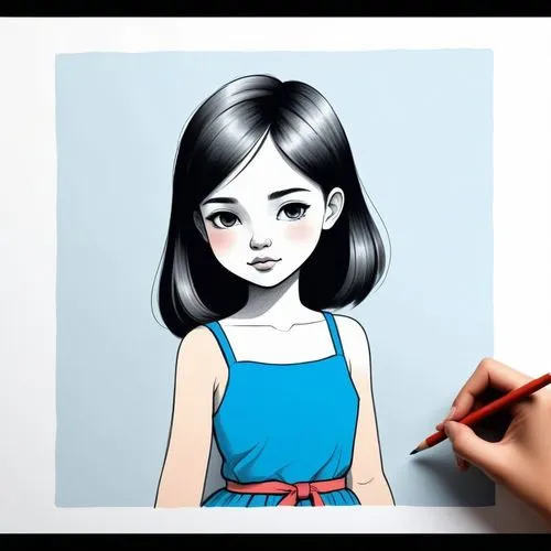 Create a simplified version of the drawing with thick, uneven lines, basic shapes, slightly incorrect proportions, primary or pastel colors, minimal shading, and a naive, childlike style.,a woman is s