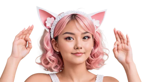 cat ears,pink cat,cat kawaii,japanese kawaii,kawaii pig,japanese idol,babi panggang,asian costume,ayu,asian conical hat,shower cap,japanese woman,artificial hair integrations,korat,nyan,asian culture,pi mai,asian woman,twitch icon,portrait background,Unique,Paper Cuts,Paper Cuts 03