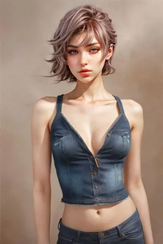 lara,ayane,girl in overalls,sonika,anri,jdo,bustier,shimei,3d figure,cassandra,jean,gain,female doll,female model,xiaoyu,cotton top,3d model,kangna,jeanswear,jean button