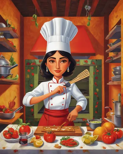 girl in the kitchen,cooking book cover,chef,food and cooking,turkish cuisine,iranian cuisine,sicilian cuisine,marroni,nepalese cuisine,cooking show,cookery,food preparation,cooking vegetables,indian cuisine,red cooking,mediterranean cuisine,chef hat,indian chinese cuisine,men chef,ratatouille,Art,Artistic Painting,Artistic Painting 29