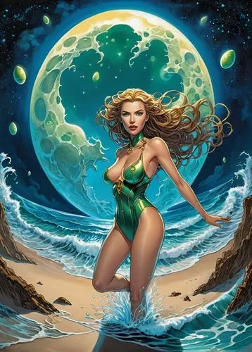 mera,atlantean,aquaman,giganta,sirena,fantasy woman,siryn,siren,enchantress,the enchantress,namorita,amphitrite,patrol,nereid,naiad,background ivy,green mermaid scale,fantasy picture,mermaid background,atlantica,Illustration,American Style,American Style 13