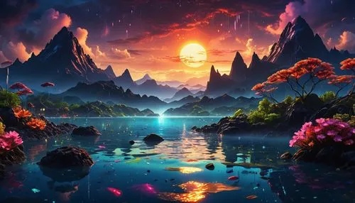 fantasy landscape,fantasy picture,landscape background,nature background,alien planet,alien world,Photography,General,Realistic