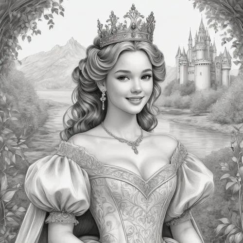 princess sofia,princess anna,dorthy,prinses,fairy tale character,maxon,Illustration,Black and White,Black and White 30