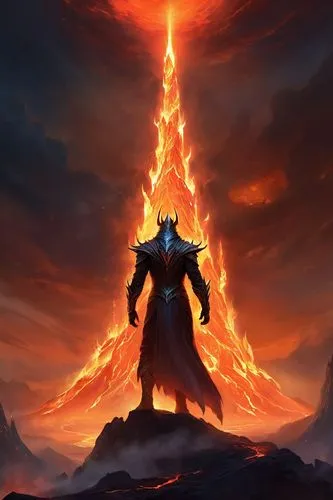 surtur,sauron,aegon,firelord,fire background,dormammu,Illustration,Realistic Fantasy,Realistic Fantasy 01