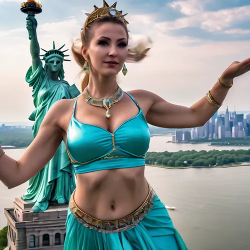 lady liberty,queen of liberty,statue of liberty,the statue of liberty,liberty statue,a sinking statue of liberty,cosplay image,belly dance,celtic woman,fantasy woman,liberty,goddess of justice,celtic queen,liberty enlightening the world,new york skyline,elsa,jasmine sky,tiana,liberty island,wonder woman city