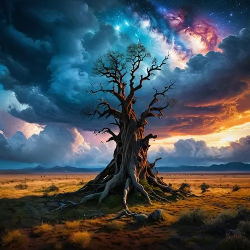 magic tree,colorful tree of life,isolated tree,lone tree,fantasy picture,strange tree,Photography,Documentary Photography,Documentary Photography 27