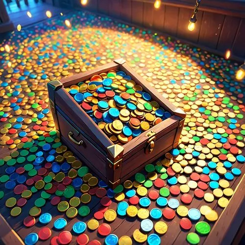 ball pit,gnome and roulette table,mechanical puzzle,treasure chest,music chest,wooden cubes,cinema 4d,confetti,musical box,fallen colorful,vinyl dice,bottle caps,poker table,a drawer,card table,jukebox,rangoli,candy cauldron,circular puzzle,gumball machine,Anime,Anime,Cartoon