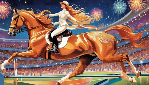 equestrian sport,carnival horse,horse racing,equestrianism,dressage,barrel racing,carousel horse,equitation,equestrian vaulting,modern pentathlon,equestrian,cross-country equestrianism,fire horse,jockey,tokyo summer olympics,majorette (dancer),horse riders,olympic games,dream horse,2016 olympics,Illustration,Retro,Retro 08