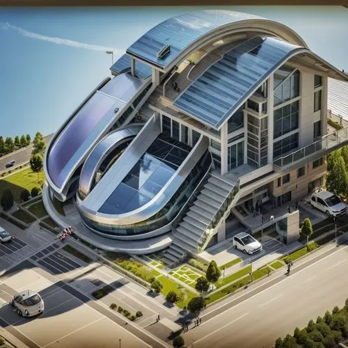 futuristic architecture,futuristic art museum,car showroom,arcology,solar cell base,3d rendering,skylon,etfe,stadium falcon,skywalk,modern architecture,segerstrom,skycycle,aerotropolis,skyrail,monorail,glass building,helipad,car dealership,maglev,Photography,General,Realistic