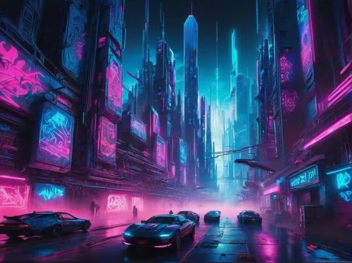 cyberpunk,futuristic landscape,cityscape,colorful city,fantasy city,vapor,metropolis,urban,neon ghosts,futuristic,neon arrows,dystopian,alleyway,city at night,neon,shanghai,downtown,city corner,atmoshphere,dystopia,Conceptual Art,Graffiti Art,Graffiti Art 07