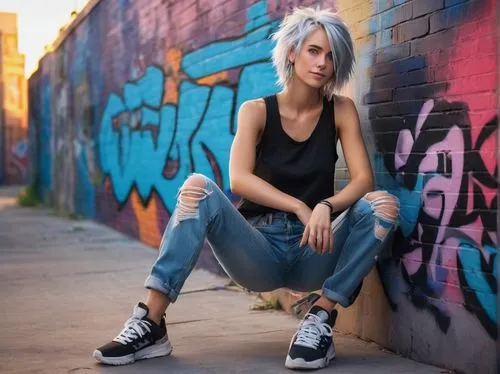 wallis day,tiber riven,portrait background,sneakers,jeans background,lis,portrait photography,punk,portrait photographers,vans,denims,brick wall background,artistic roller skating,artist portrait,skater,converse,brick background,grunge,woman free skating,female model,Illustration,Retro,Retro 10